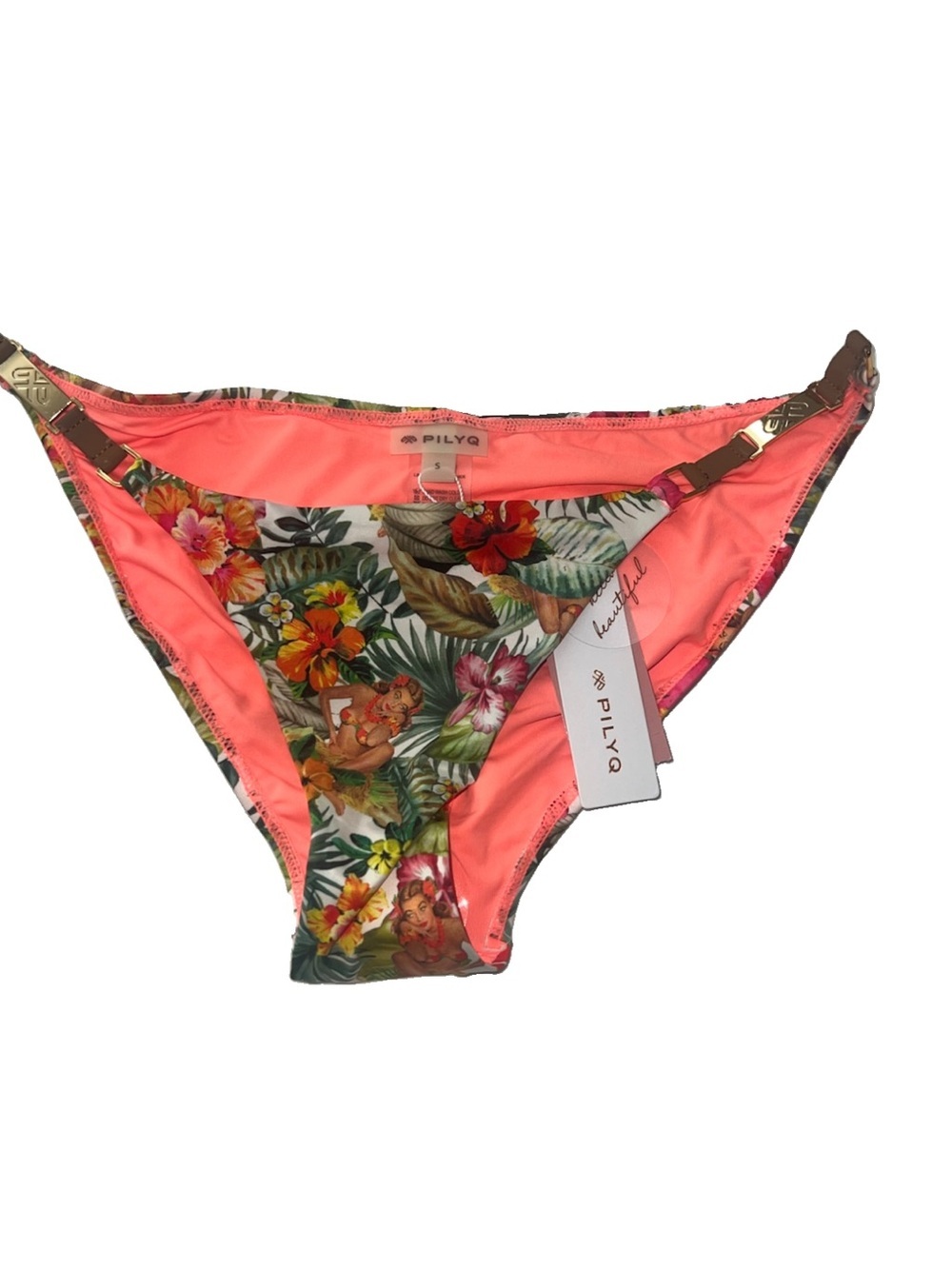 New PilyQ tropical hula girl print bikini bottom Read